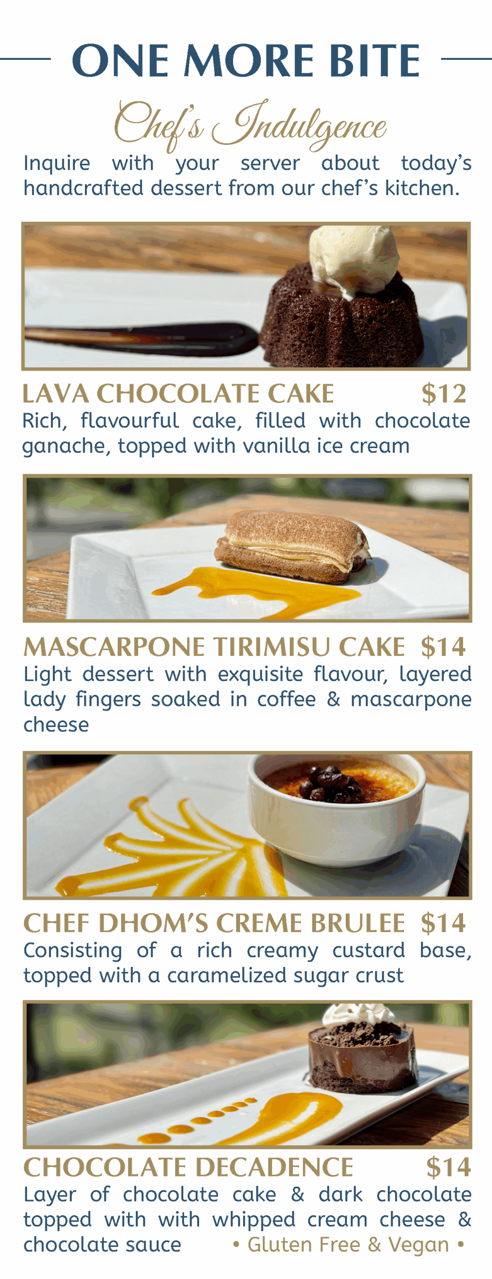 Dessert Menu